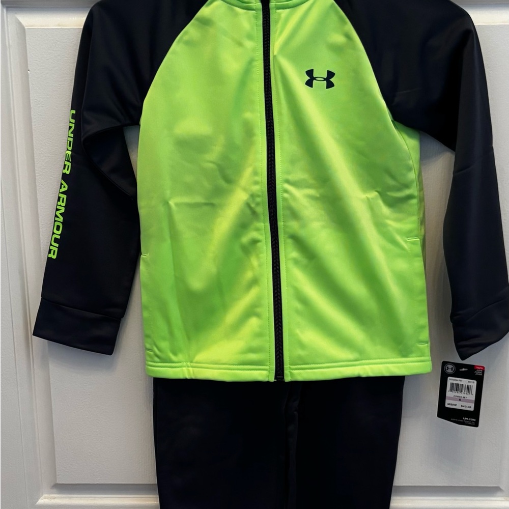 NWT Under Armour Kids' Lime Green & Black 2pc Track suit